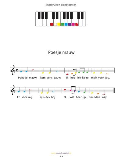 Liedjes voor het jonge Kind kleurnoten