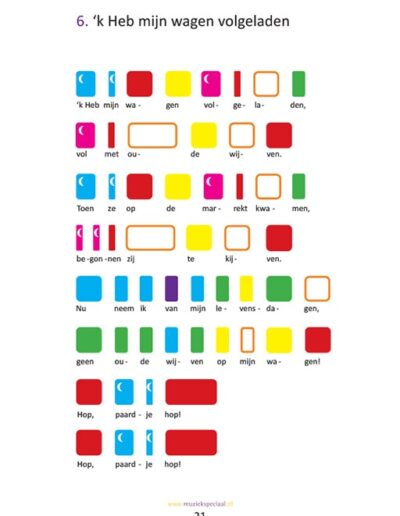 Liedjes van Toen - kleurblokken Pag21 k heb mijn wagen volgeladen- Prisma Kleurmuziek