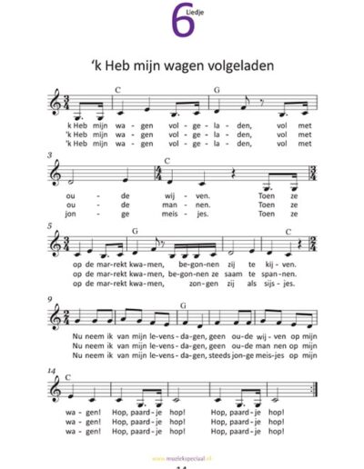 Liedjes van Toen - noten Pag14 k heb mijn wagen volgeladen- Prisma Kleurmuziek