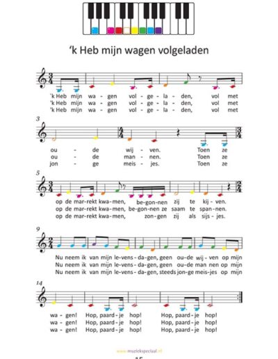 Liedjes van Toen - noten Pag15 k heb mijn wagen volgeladen- Prisma Kleurmuziek